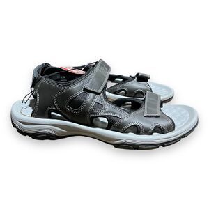 Coleman Men's Size 13 Hudson Black Open Toe Sandals Grey Active Hook And Loop